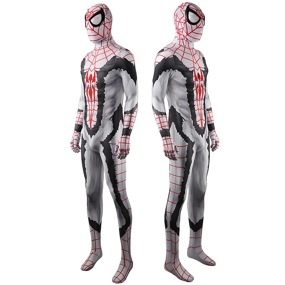 Comic White Spiderman Jumpsuits Costume Adult Halloween Bodysuit