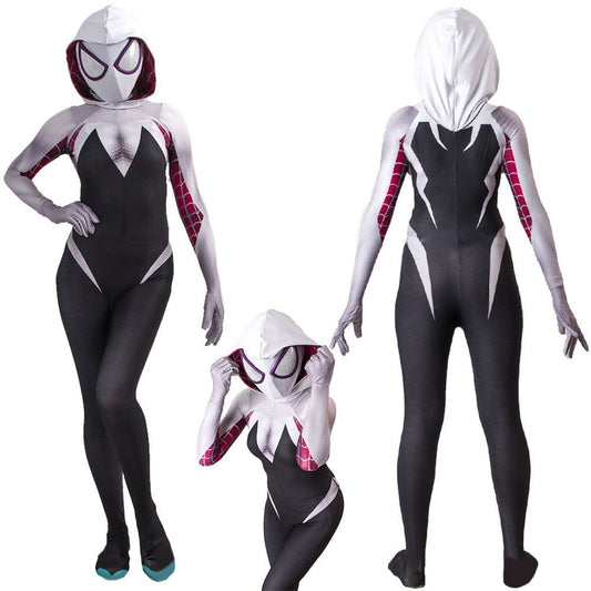 Gwen Spider Man Dirty Color Jumpsuits Cosplay Costume Adult Bodysuit