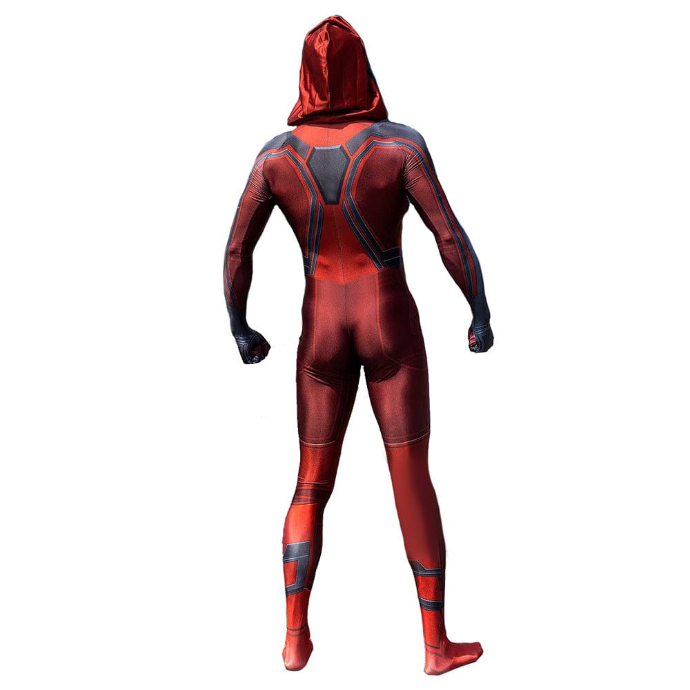 PS5 Spider man Hooded Red Jumpsuits Cosplay Costume Adult Bodysuit