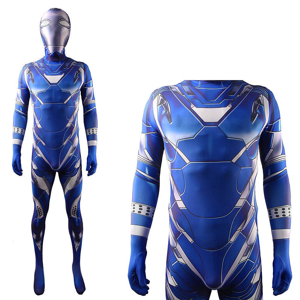 Pepper Potts Rescue Suit Blue Iron Man Jumpsuits Costume Adult Bodysuit