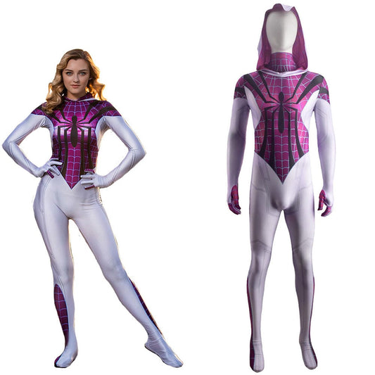 Spider woman Gwen Stacy Jumpsuits Cosplay Costume Adult Bodysuit