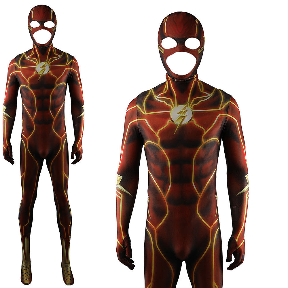 The Flash Movie Barry Allen Jumpsuits Costume Adult Halloween Bodysuit