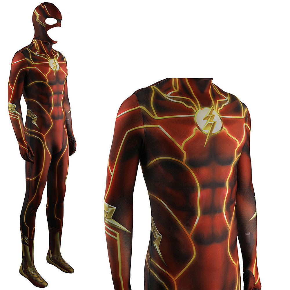 The Flash Movie Barry Allen Jumpsuits Costume Adult Halloween Bodysuit