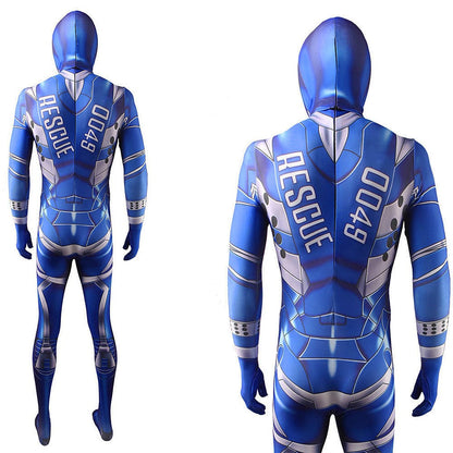 Pepper Potts Rescue Suit Blue Iron Man Jumpsuits Costume Adult Bodysuit