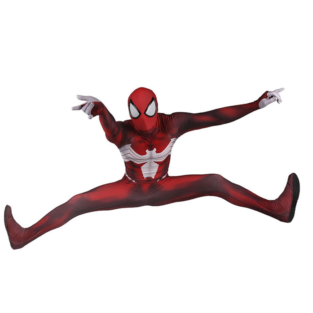 Red Venom Spider man Jumpsuits Costume Adult Halloween Bodysuit