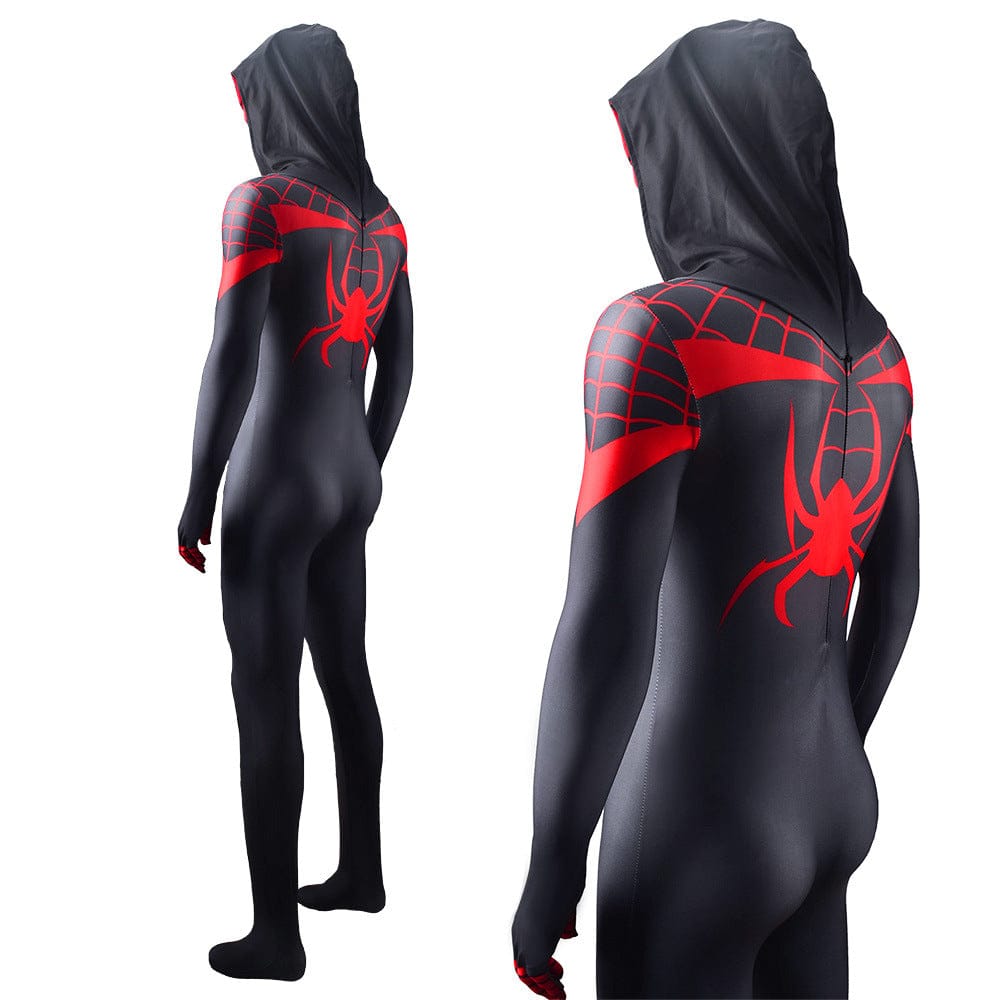Spider-Man Miles Morales Hooded Jumpsuits Costume Adult Bodysuit