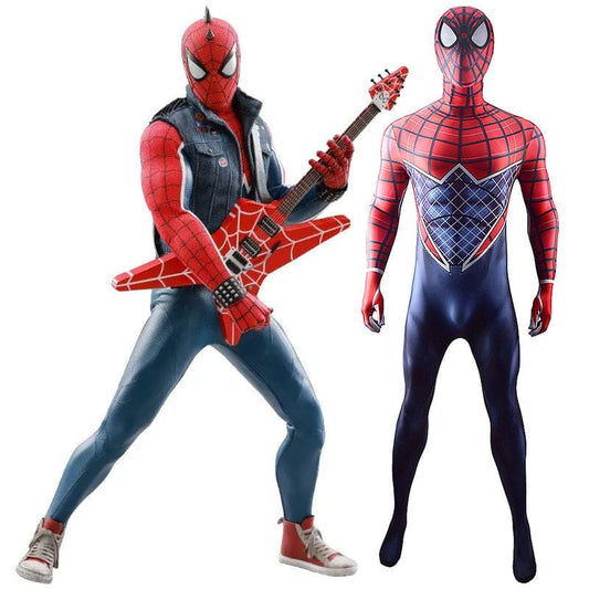 PS4 Punk Spider man Jumpsuits Cosplay Costume Adult Halloween Bodysuit