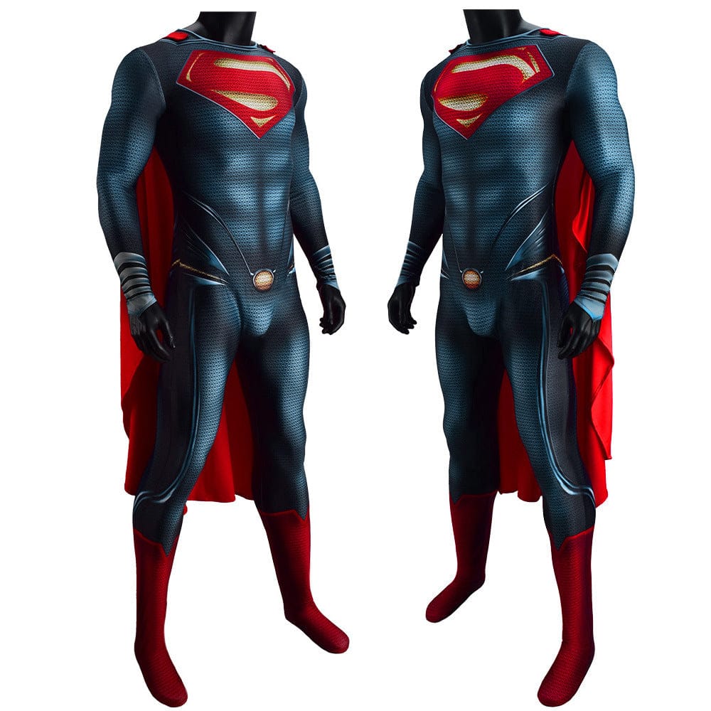 Man Of Steel Superman Jumpsuits with Cloak Costume Adult Bodysuit