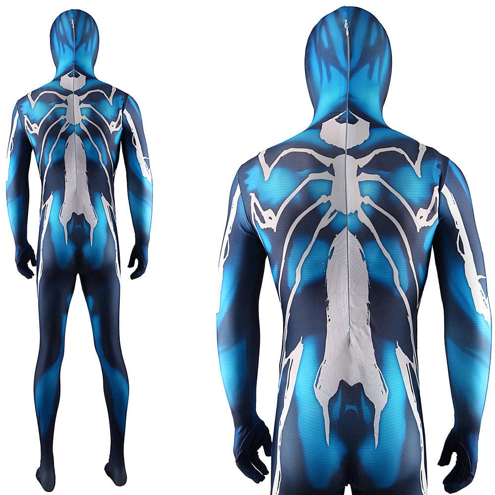 Spider Man Venom Symbiote Blue Jumpsuits Costume Adult Bodysuit