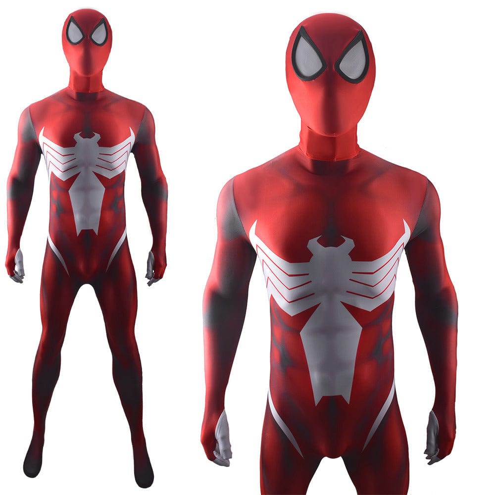 Venom Spider Man Symbiote Red Jumpsuits Costume Adult Bodysuit