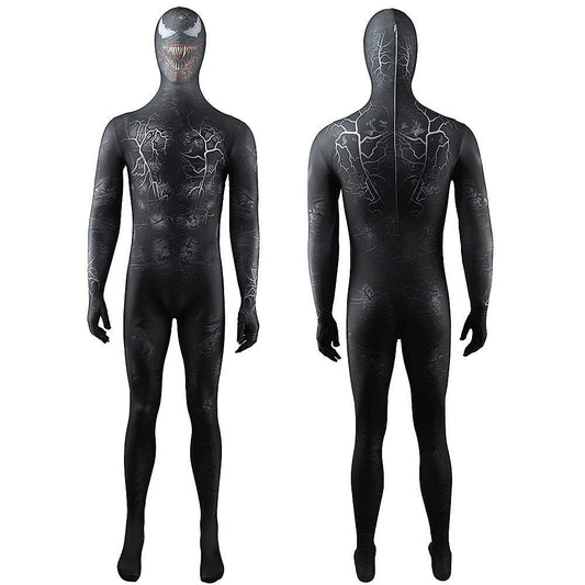 Venom Eddie Brock Black Jumpsuits Costume Adult Halloween Bodysuit