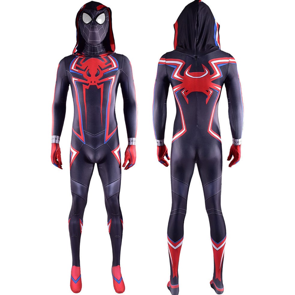 PS5 2099 Miles Morales Spider-man Hooded Jumpsuits Costume Adult Bodysuit