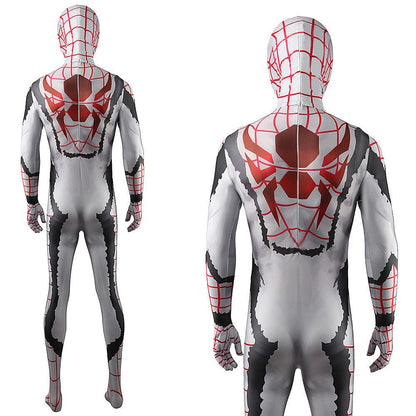 Comic White Spiderman Jumpsuits Costume Adult Halloween Bodysuit