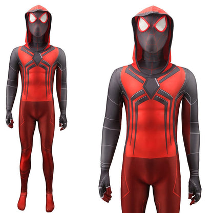 PS5 Miles Morales Spider-man Crimson Hooded Jumpsuits Adult Bodysuit