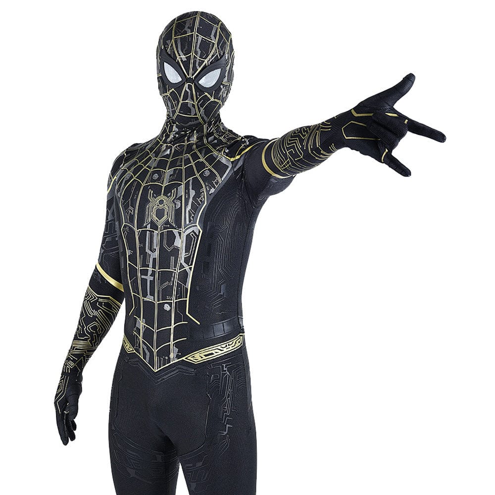 Upgraded Spider man No Way Home Black Gold Jumpsuits Adult Bodysuit