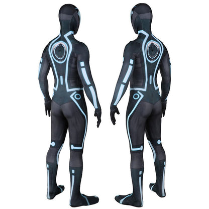 Tron Legacy Spider Man Blue Jumpsuits Costume Adult Halloween Bodysuit