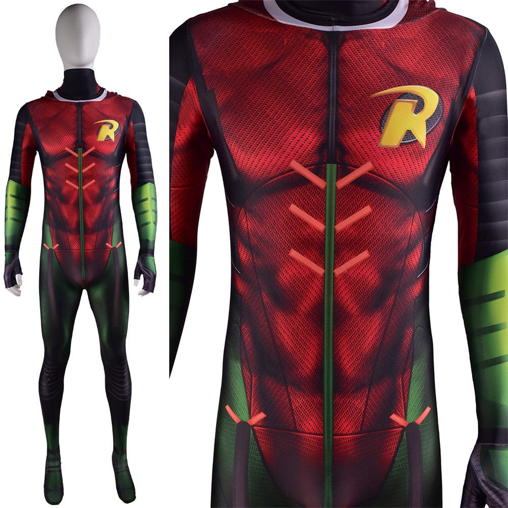 Batman Gotham Knights Robin Hooded Jumpsuits Costume Adult Bodysuit