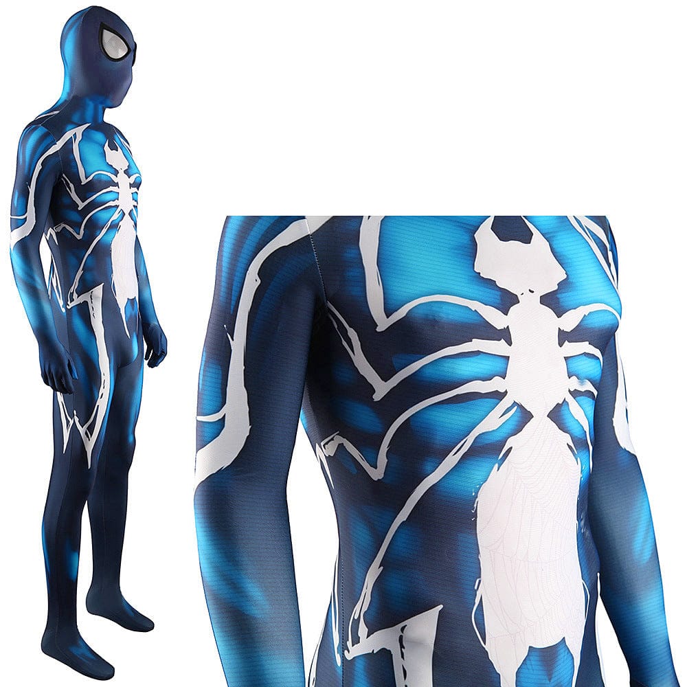 Spider Man Venom Symbiote Blue Jumpsuits Costume Adult Bodysuit