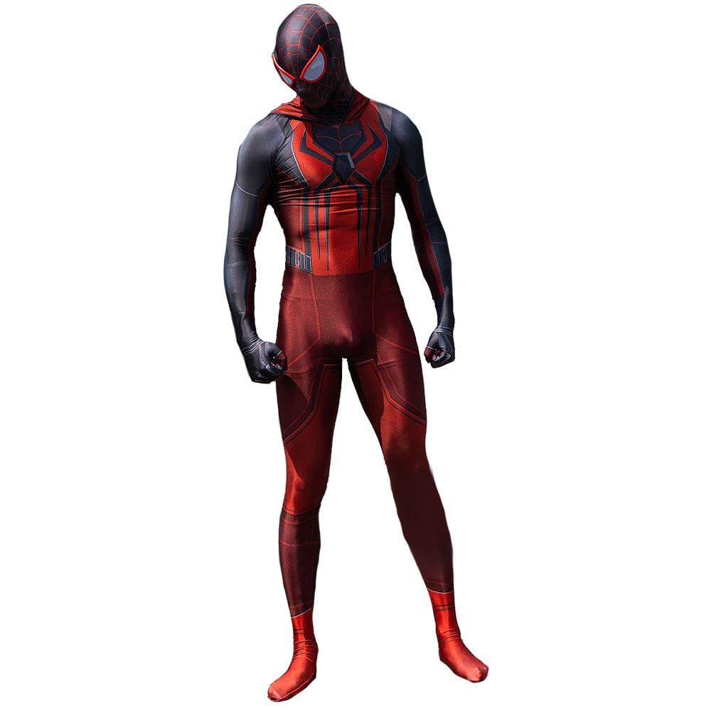 PS5 Spider man Hooded Red Jumpsuits Cosplay Costume Adult Bodysuit