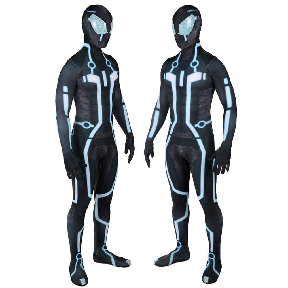 Tron Legacy Spider Man Blue Jumpsuits Costume Adult Halloween Bodysuit