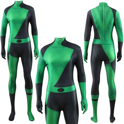 Kim Possible Shego Jumpsuits Cosplay Costume Adult Halloween Bodysuit