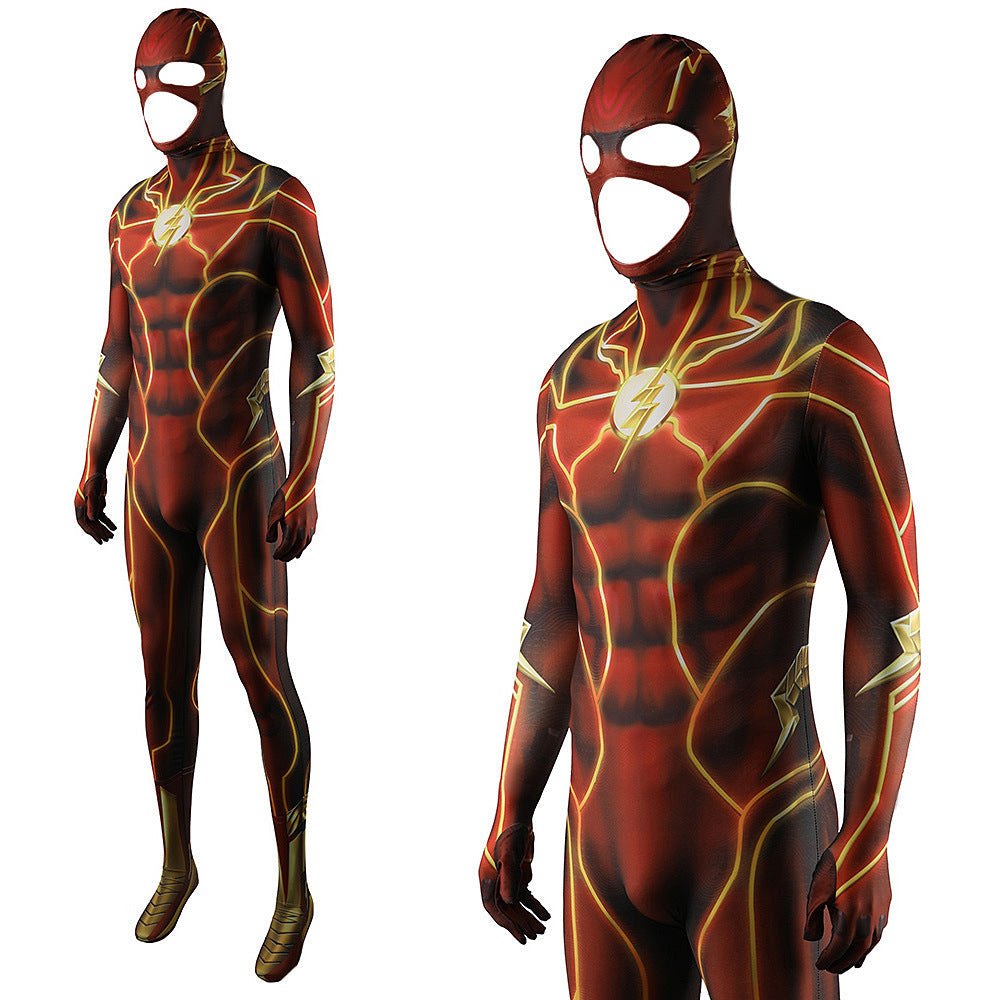 The Flash Movie Barry Allen Jumpsuits Costume Adult Halloween Bodysuit