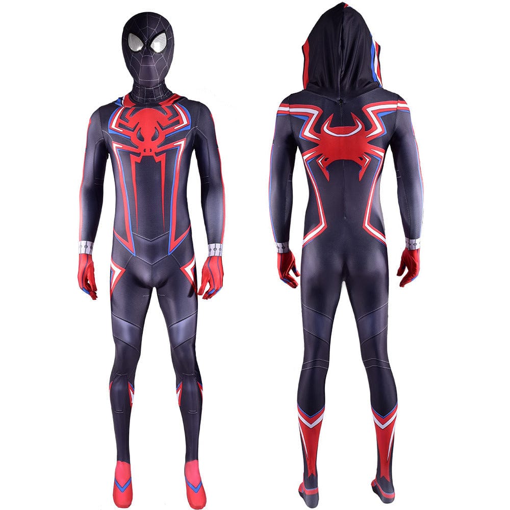 PS5 2099 Miles Morales Spider-man Hooded Jumpsuits Costume Adult Bodysuit