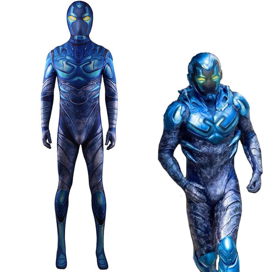 Blue Beetle Jaime Reyes Blue Jumpsuits Costume Adult Halloween Bodysuit