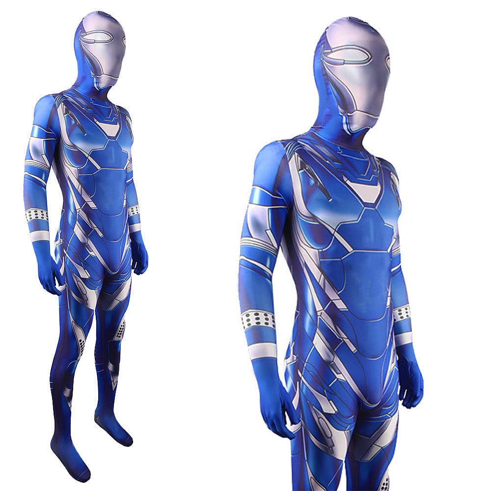 Pepper Potts Rescue Suit Blue Iron Man Jumpsuits Costume Adult Bodysuit