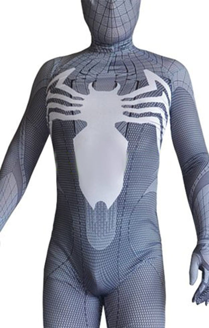 Venom Symbitote Spiderman Grey Jumpsuits Cosplay Costume Adult Bodysuit