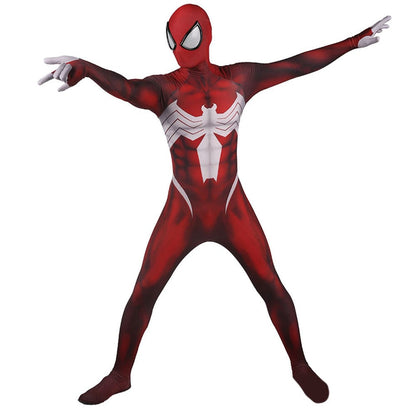 Red Venom Spider man Jumpsuits Costume Adult Halloween Bodysuit