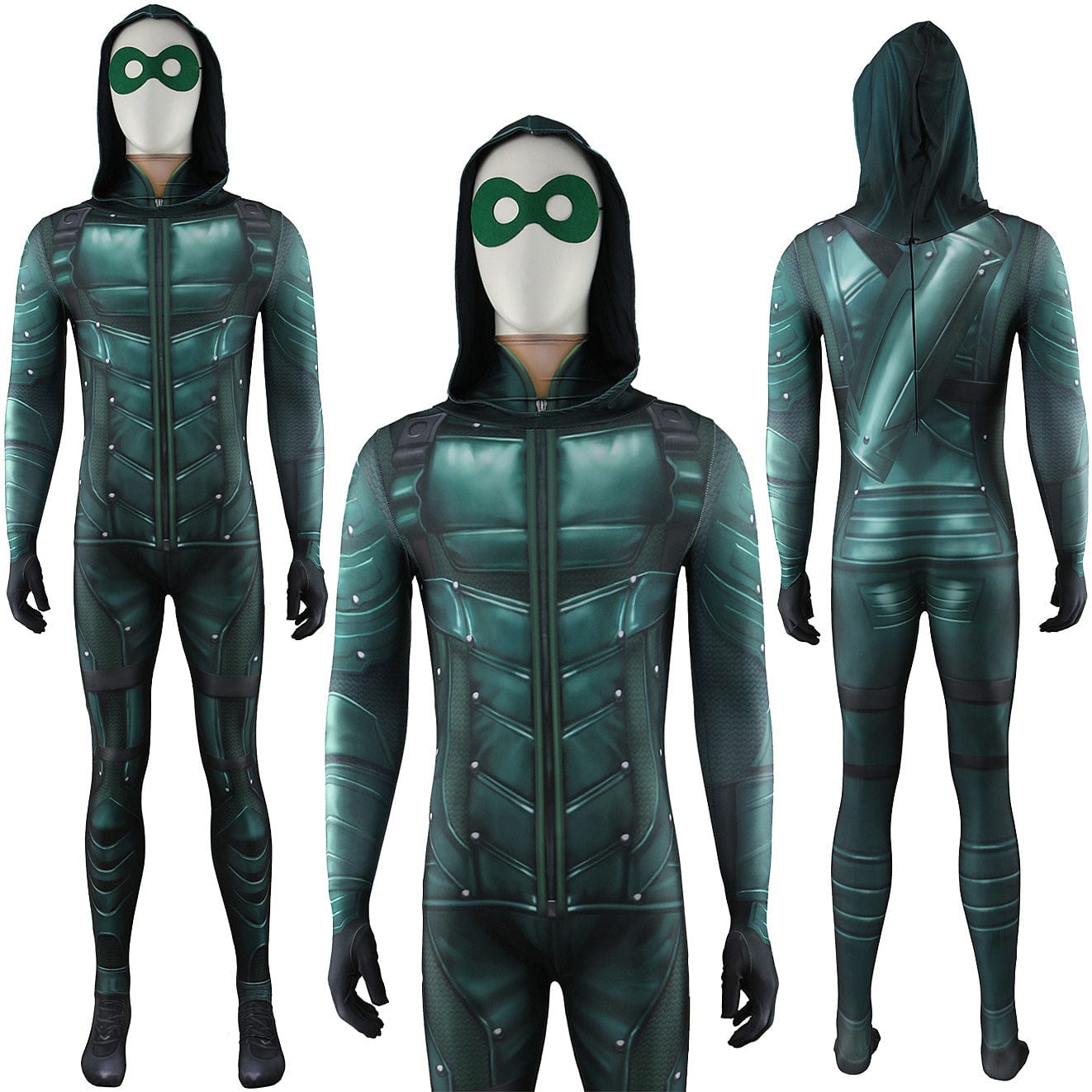 Green Arrow Suit Oliver Queen Jumpsuits Costume Adult Halloween Bodysuit