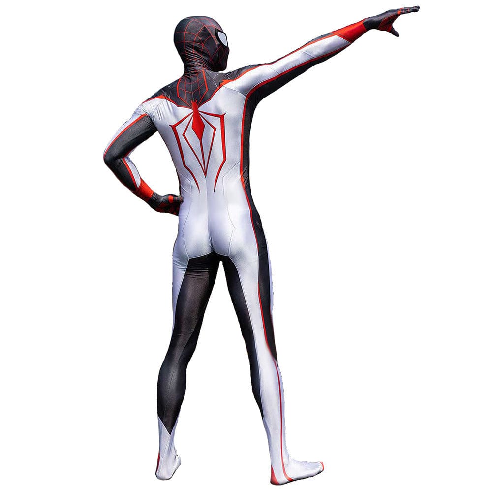 White Miles Morales Spider-man Jumpsuits Costume Adult Bodysuit