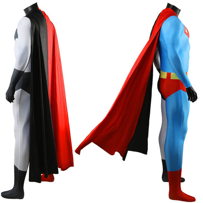 Superman and Batman Combined Jumpsuits Costume Adult Halloween Bodysuit