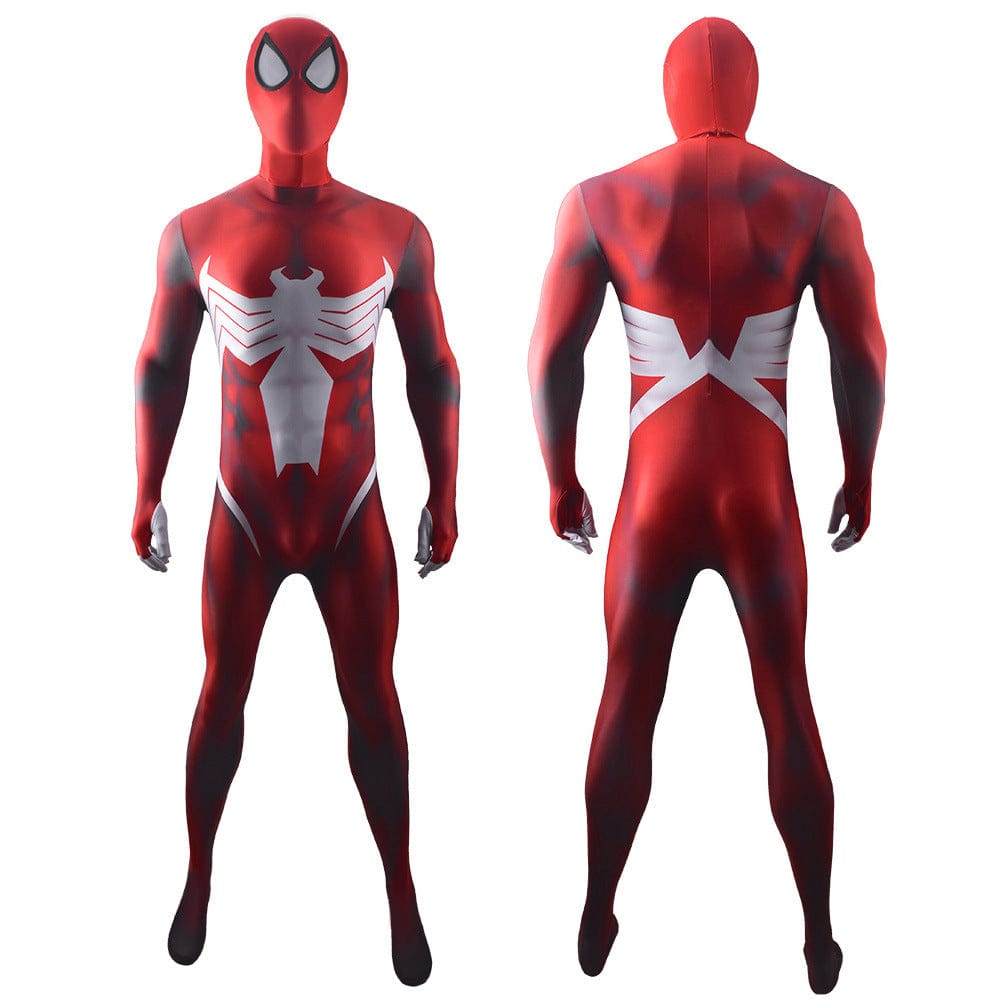 Venom Spider Man Symbiote Red Jumpsuits Costume Adult Bodysuit
