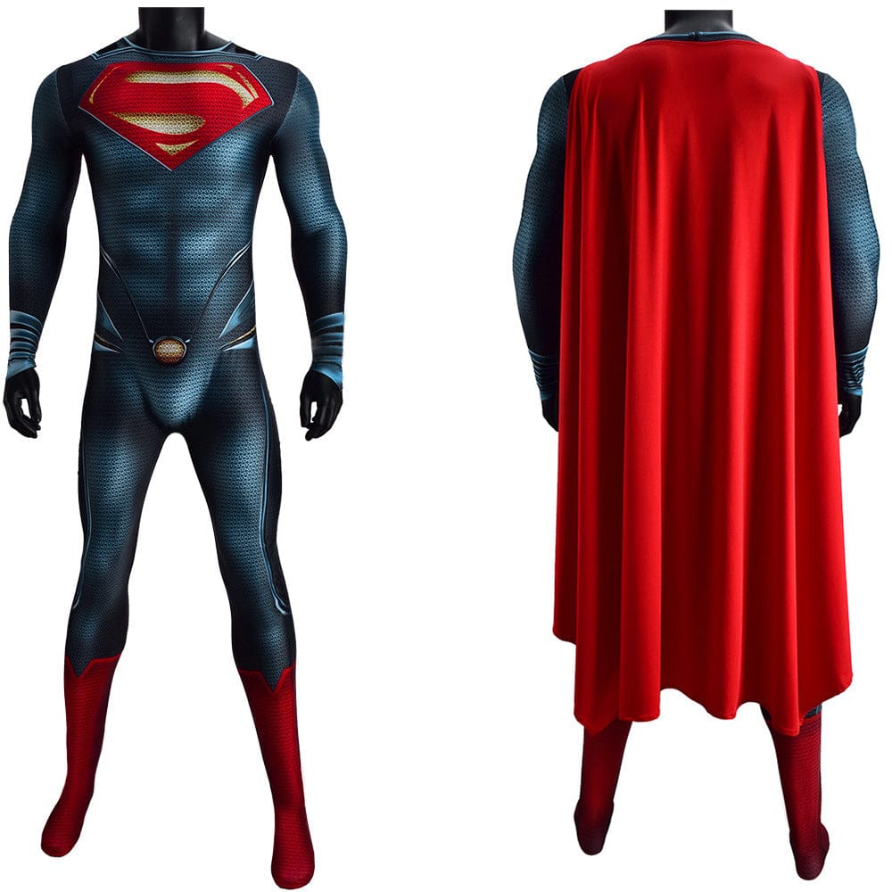 Man Of Steel Superman Jumpsuits with Cloak Costume Adult Bodysuit