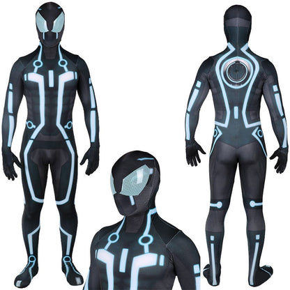 Tron Legacy Spider Man Blue Jumpsuits Costume Adult Halloween Bodysuit