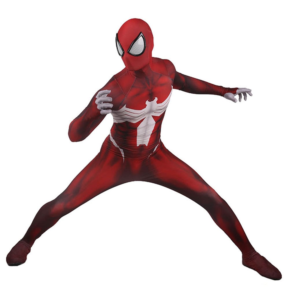 Red Venom Spider man Jumpsuits Costume Adult Halloween Bodysuit