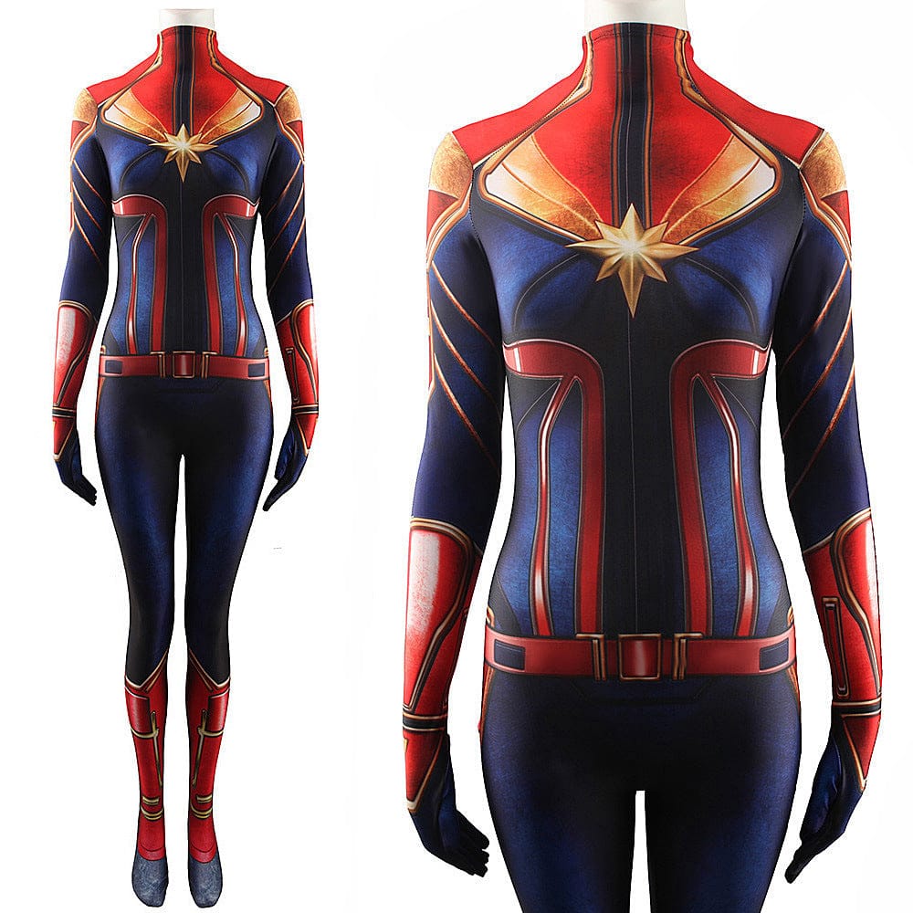 Captain Marvel Carol Danvers Jumpsuits Costume Adult Halloween Bodysuit