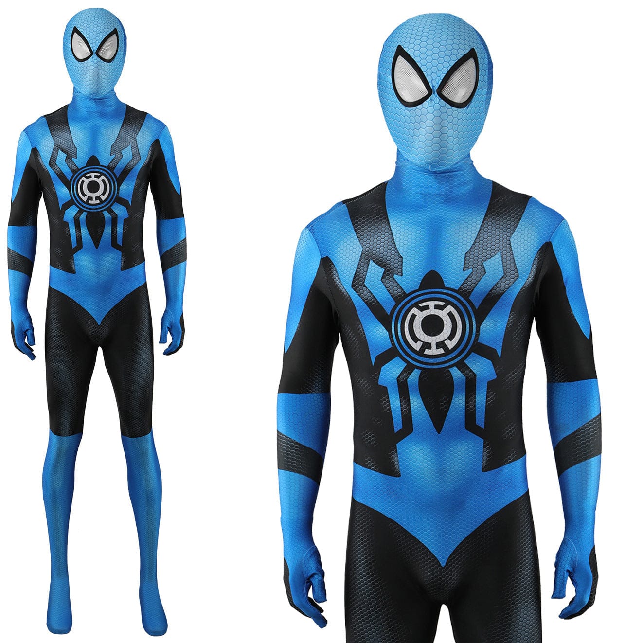 The Blue Lantern Spider-man Jumpsuits Cosplay Costume Adult Bodysuit