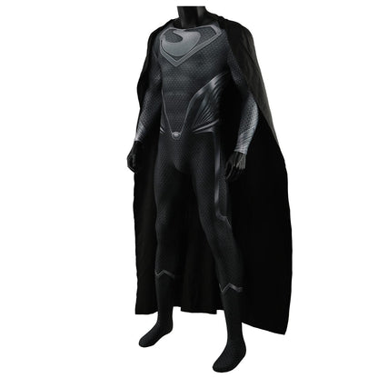 Black Superman The Man of Steel Jumpsuits Costume Adult Bodysuit