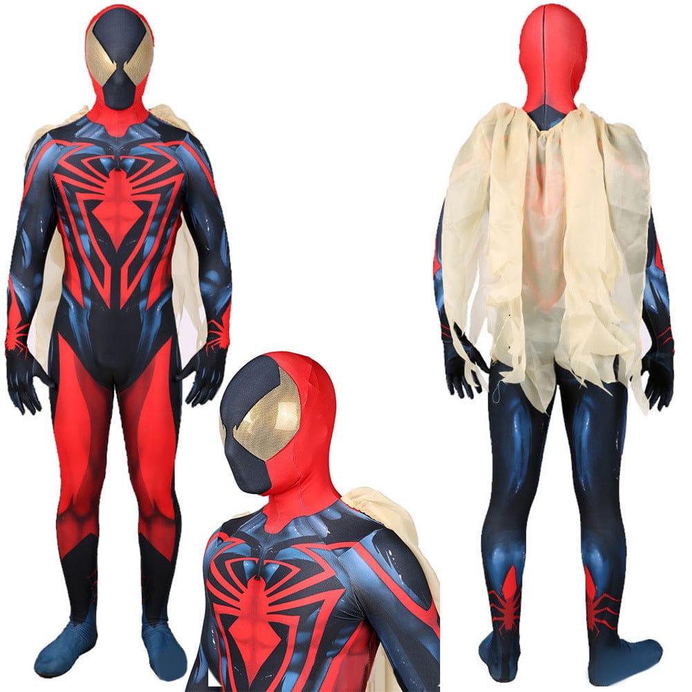 Unlimited Spider Man Jumpsuits with Cloak Costume Adult Bodysuit