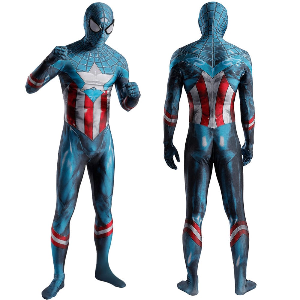 Miles Morales Captain America Spider Man Jumpsuits Adult Costume