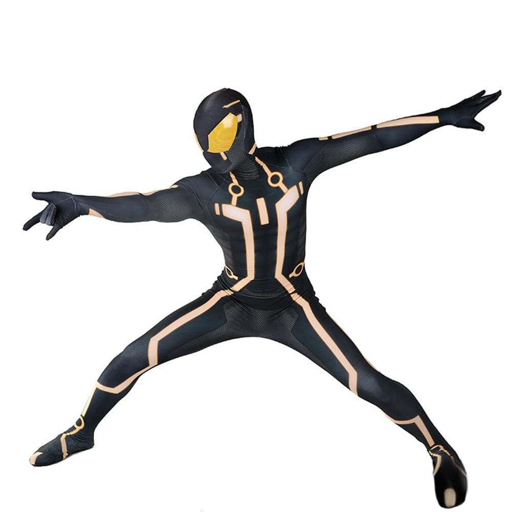 Tron Legacy Spider Man Yellow Jumpsuits Costume Adult Bodysuit