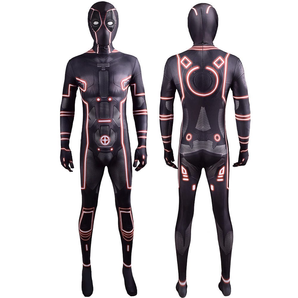 Deadpool Tron Jumpsuits Cosplay Costume Adult Halloween Bodysuit