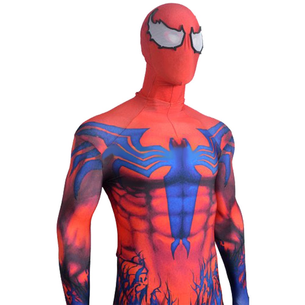 Venom Symbitote Spiderman Red Blue Jumpsuits Costume Adult Bodysuit