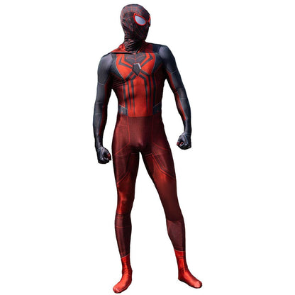 PS5 Spider man Hooded Red Jumpsuits Cosplay Costume Adult Bodysuit