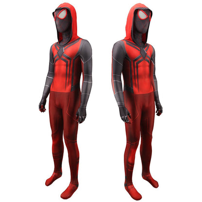 PS5 Miles Morales Spider-man Crimson Hooded Jumpsuits Adult Bodysuit