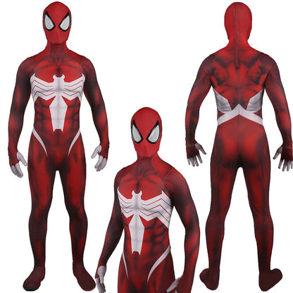 Red Venom Spider man Jumpsuits Costume Adult Halloween Bodysuit