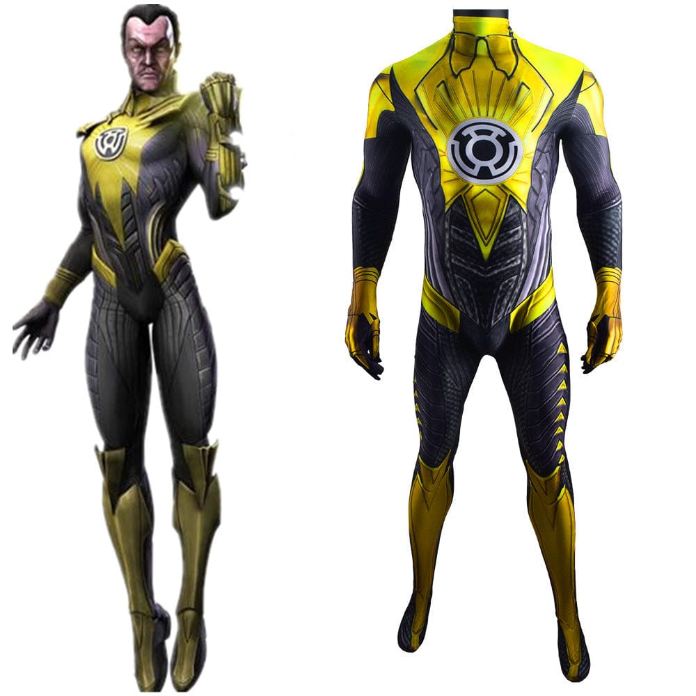 Green Lantern Thaal Sinestro Jumpsuits Costume Adult Halloween Bodysuit